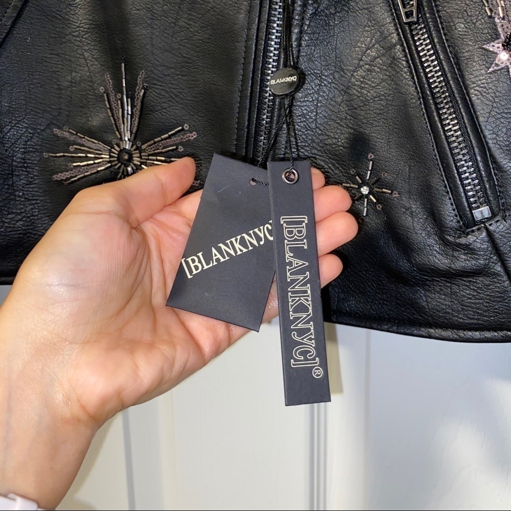 NWT BlankNYC Embellished Faux Leather Moto Jacket - Picture 8 of 8